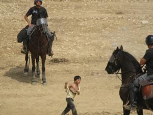 Police horses in al-Arakib